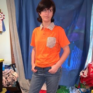 NWT Filthy Etiquette Sz M Blake Orange Checker Z20